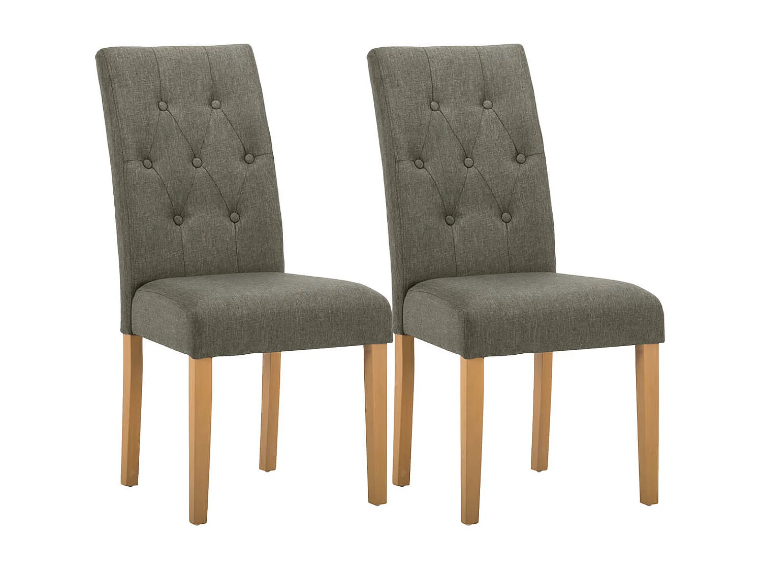 OXFORD - Lot de 2 Chaises Gris Taupe avec Boutons