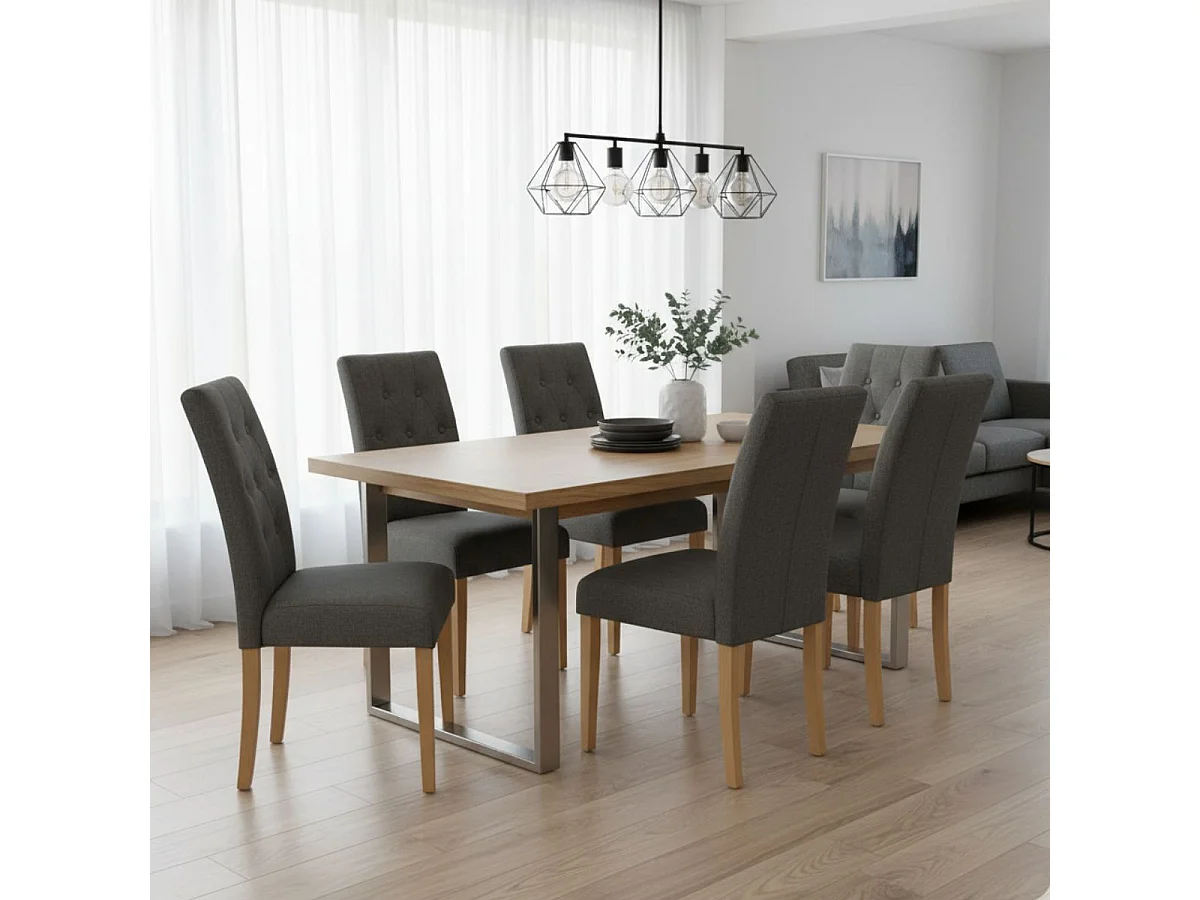 OXFORD - Lot de 2 Chaises Gris Taupe avec Boutons