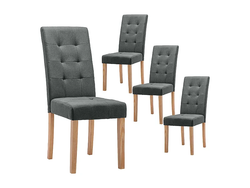 BOSTON - Lot de 4 Chaises Gris Foncé Capitonnées