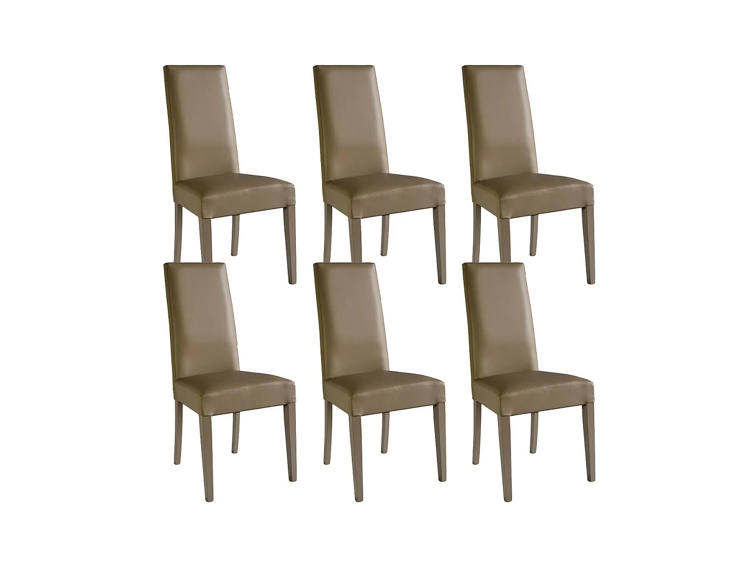 TORINO - Lot de 6 Chaises Simili Taupe et Pieds Laqués
