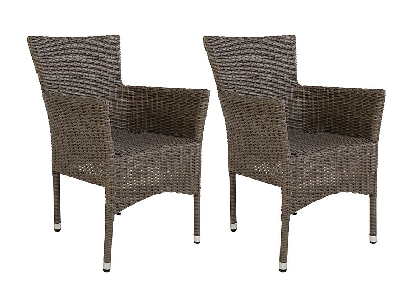 MALIBU - Lot de 2 Fauteuils de Jardin en Rotin Synthétique Gris