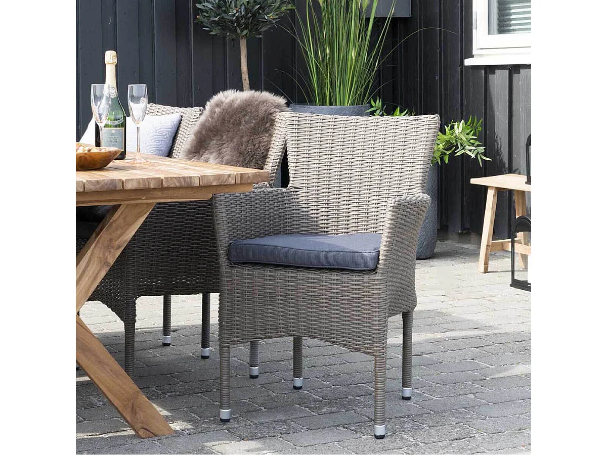 MALIBU - Lot de 2 Fauteuils de Jardin en Rotin Synthétique Gris