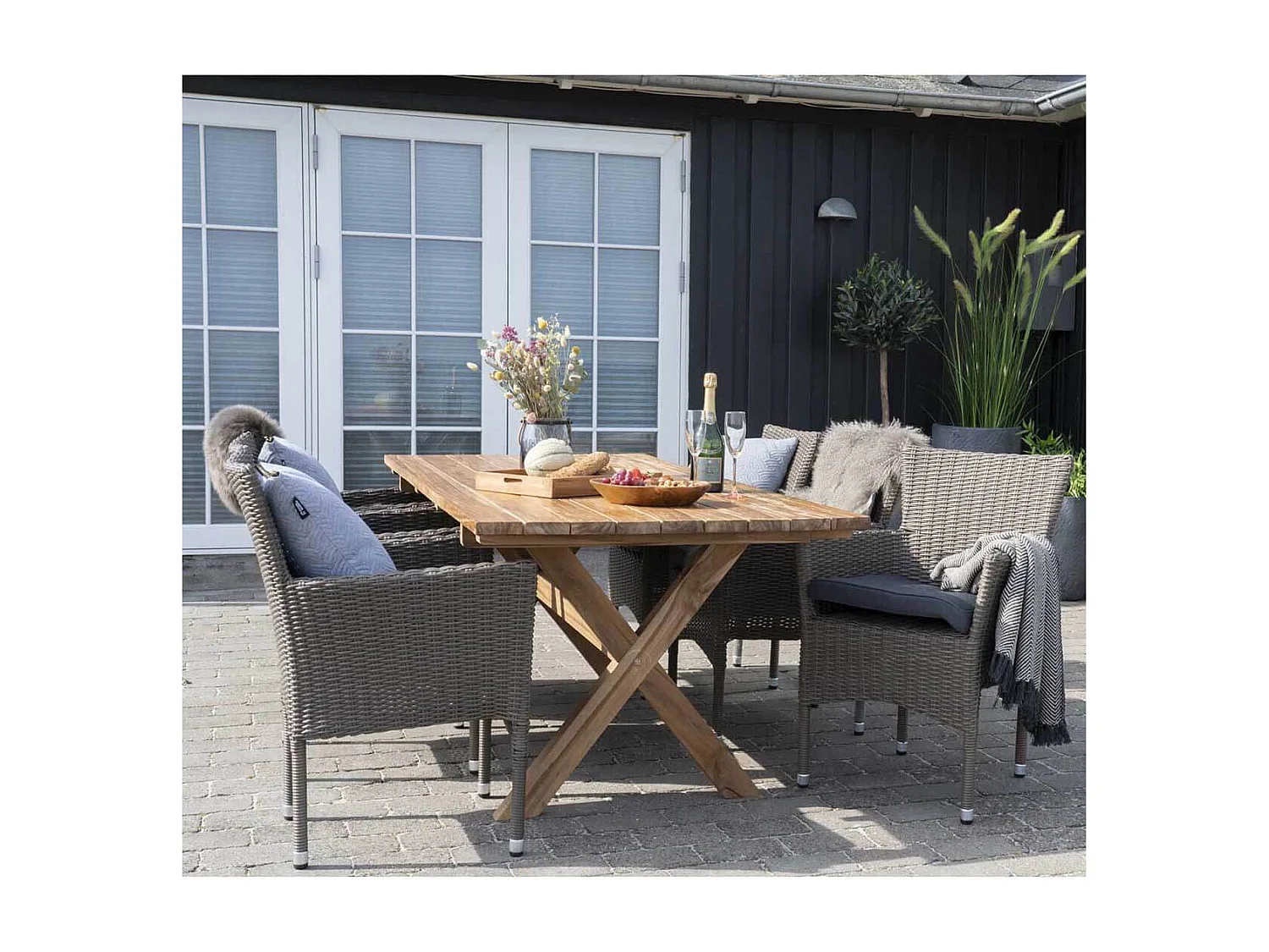 MALIBU - Lot de 2 Fauteuils de Jardin en Rotin Synthétique Gris