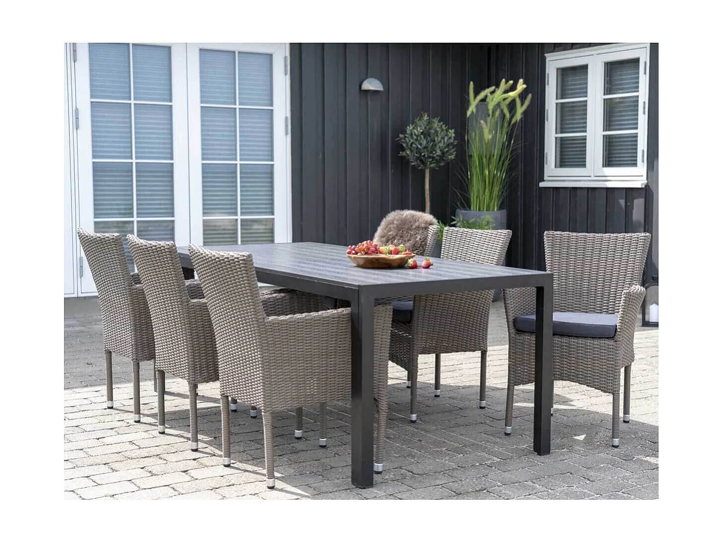 MALIBU - Lot de 2 Fauteuils de Jardin en Rotin Synthétique Gris