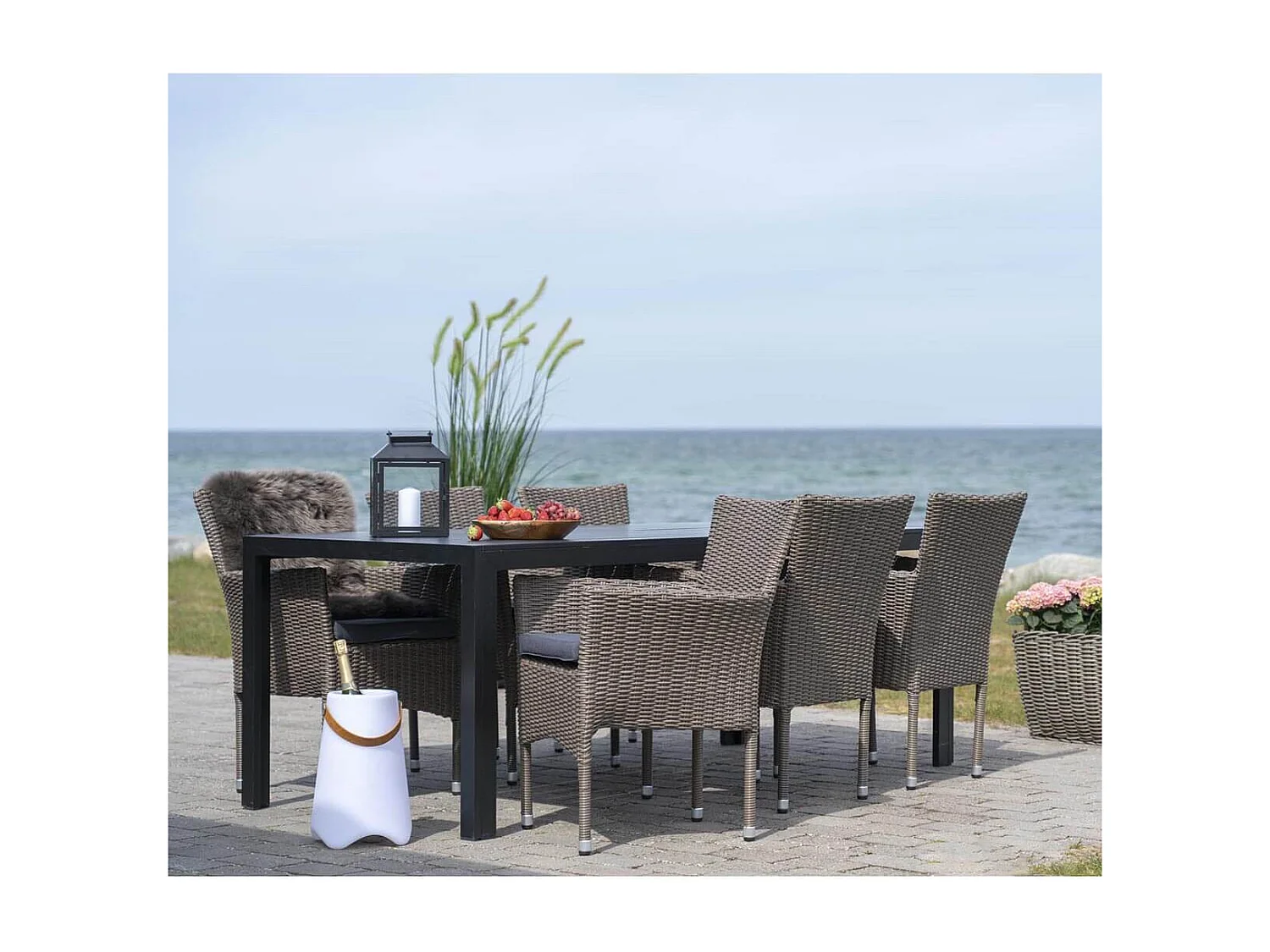 MALIBU - Lot de 2 Fauteuils de Jardin en Rotin Synthétique Gris