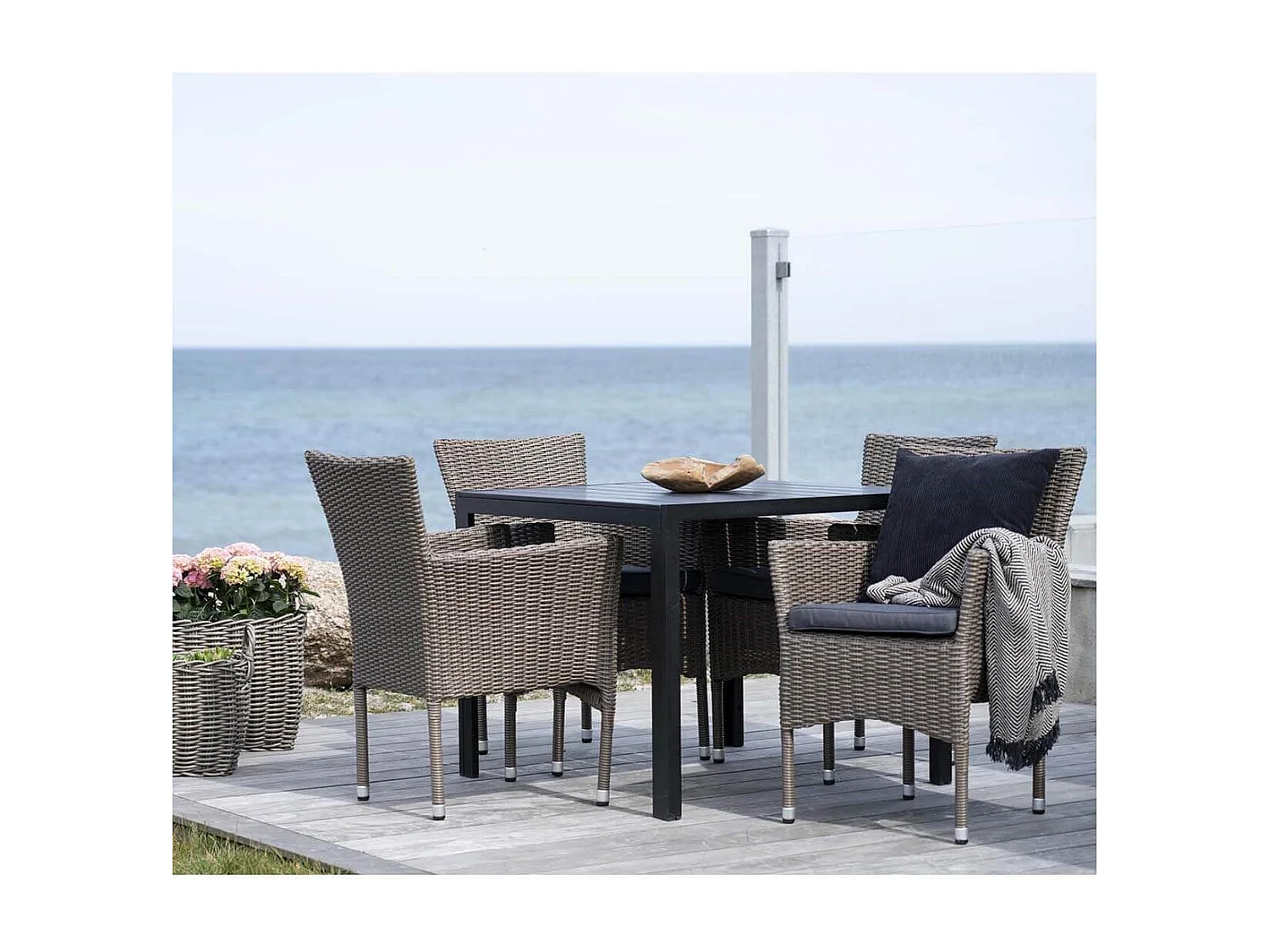 MALIBU - Lot de 2 Fauteuils de Jardin en Rotin Synthétique Gris