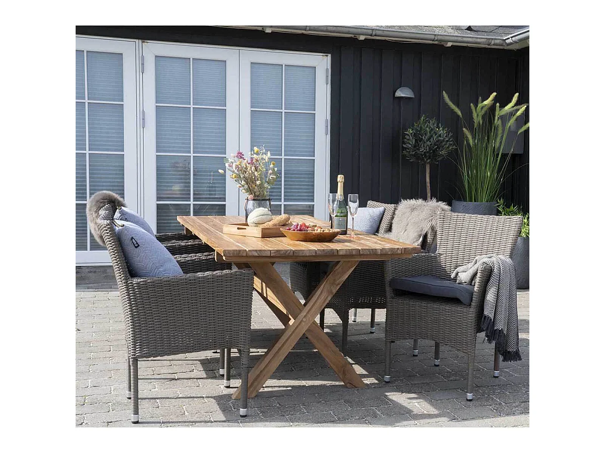 MALIBU - Lot de 2 Fauteuils de Jardin en Rotin Synthétique Gris