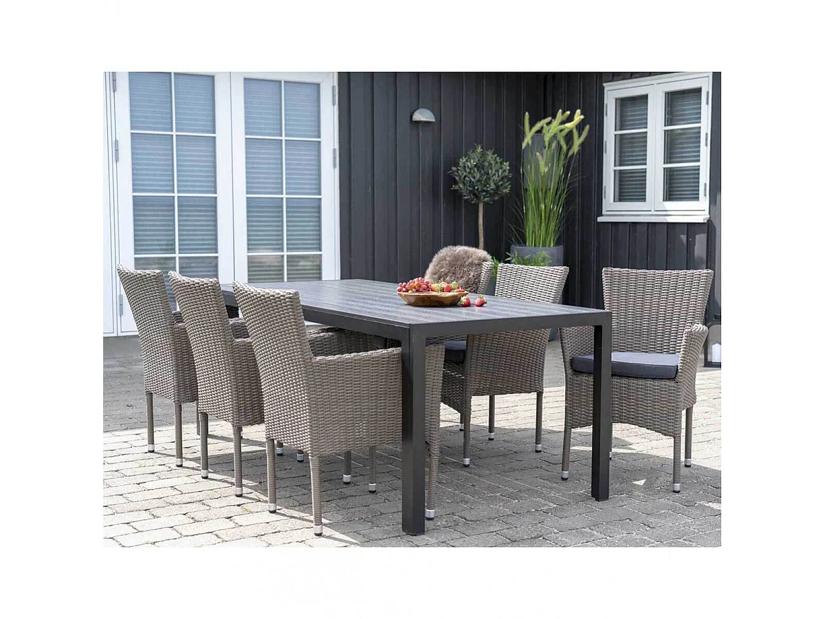 MALIBU - Lot de 2 Fauteuils de Jardin en Rotin Synthétique Gris