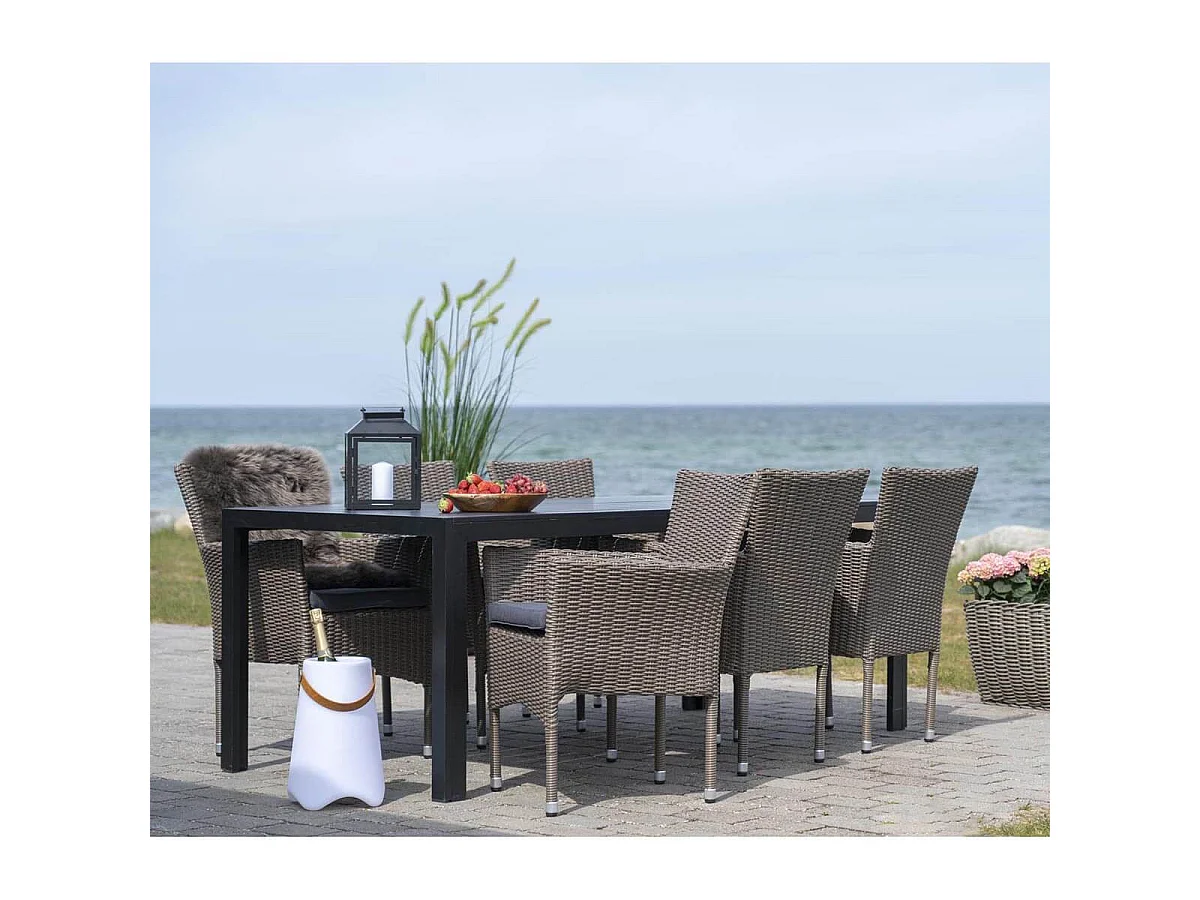 MALIBU - Lot de 2 Fauteuils de Jardin en Rotin Synthétique Gris