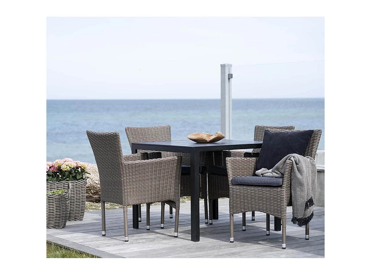 MALIBU - Lot de 2 Fauteuils de Jardin en Rotin Synthétique Gris
