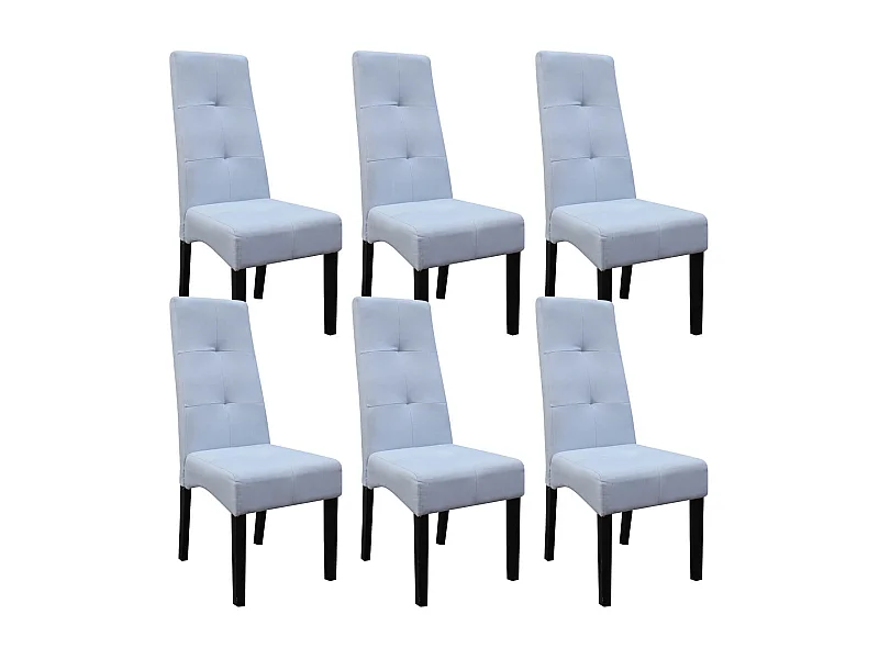 DALLAS - Lot de 6 Chaises Gris Clair Capitonnées