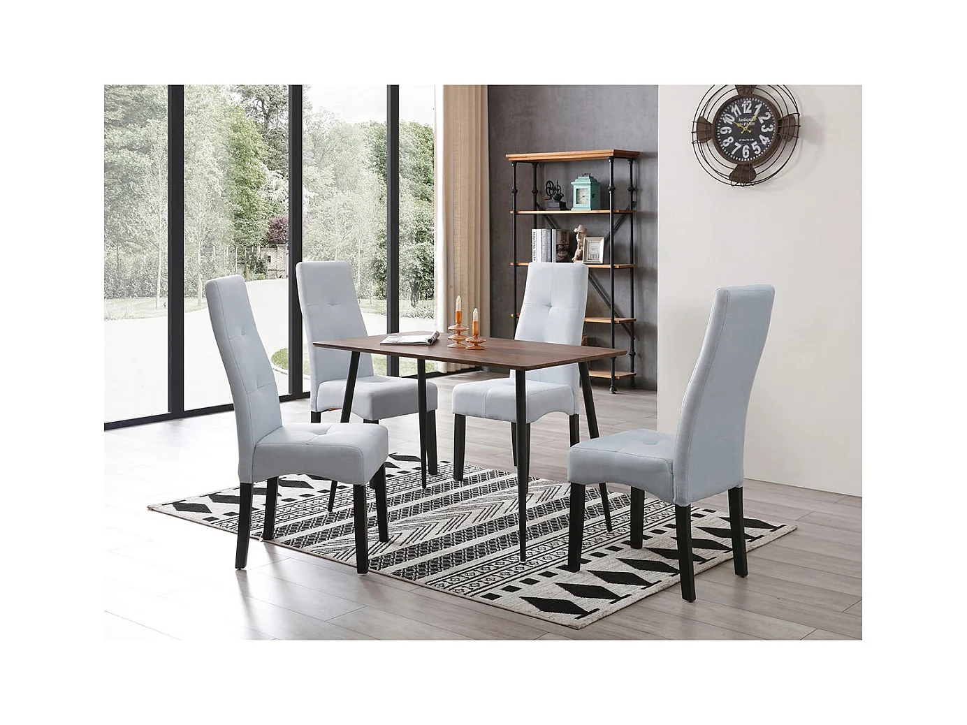 DALLAS - Lot de 6 Chaises Gris Clair Capitonnées