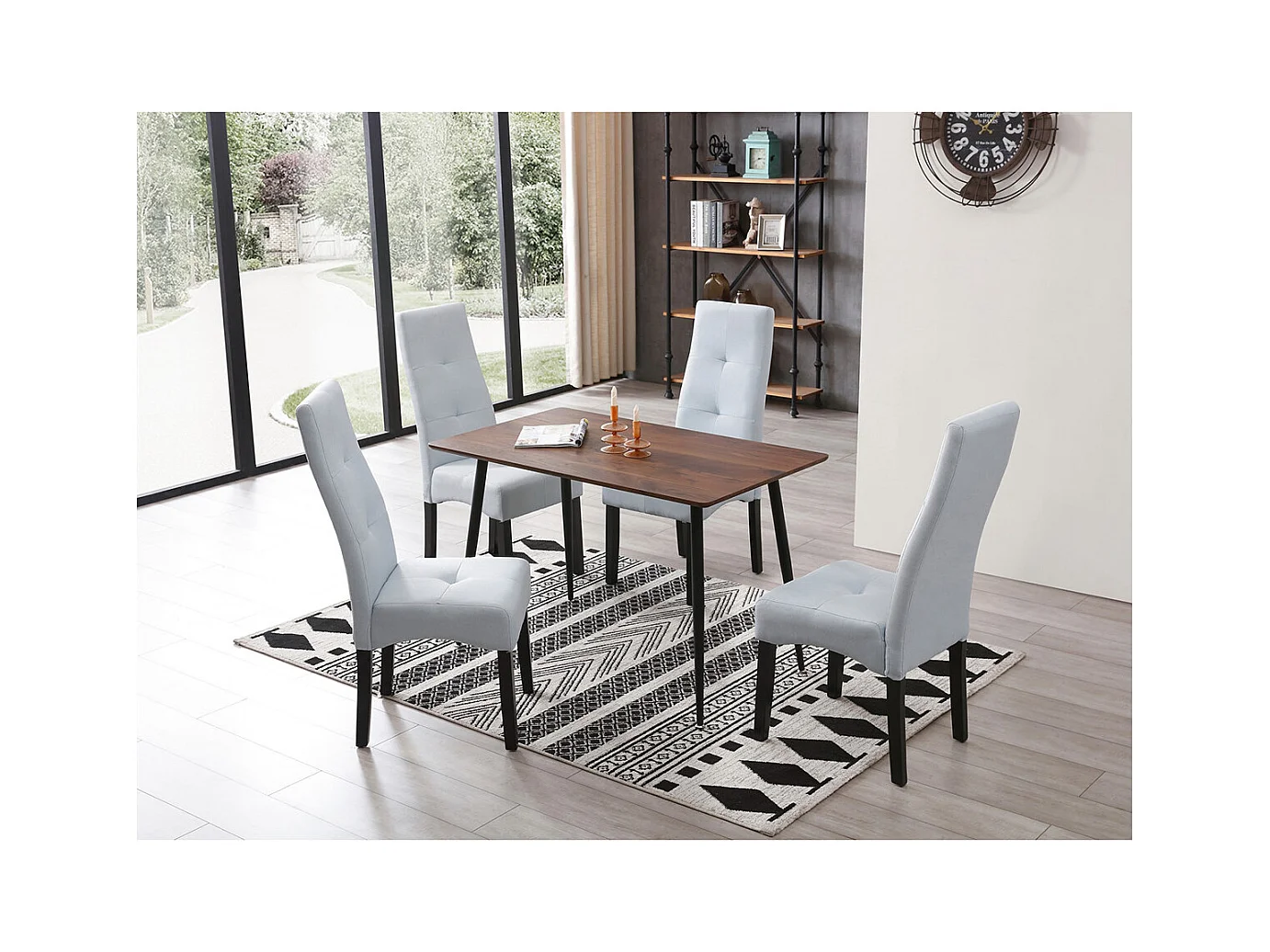 DALLAS - Lot de 6 Chaises Gris Clair Capitonnées