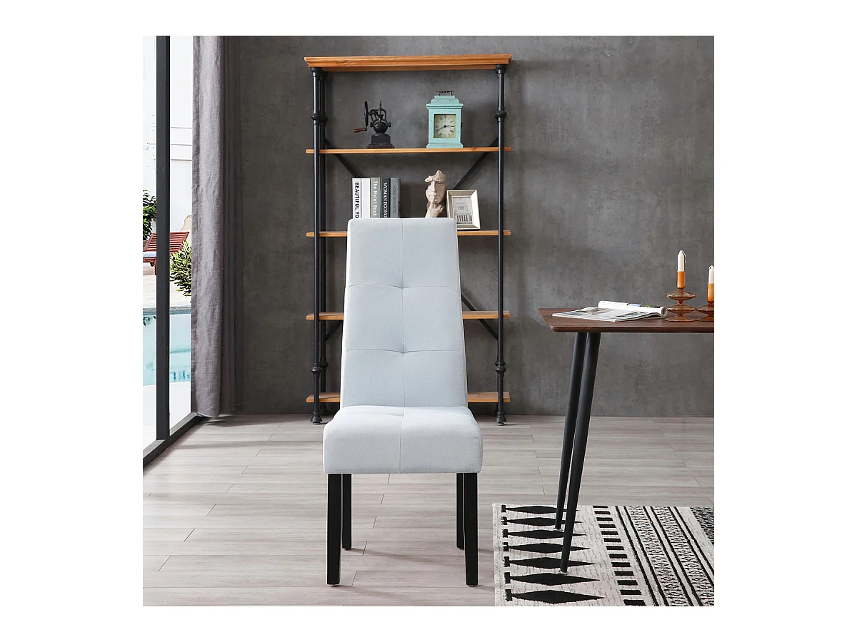 DALLAS - Lot de 6 Chaises Gris Clair Capitonnées