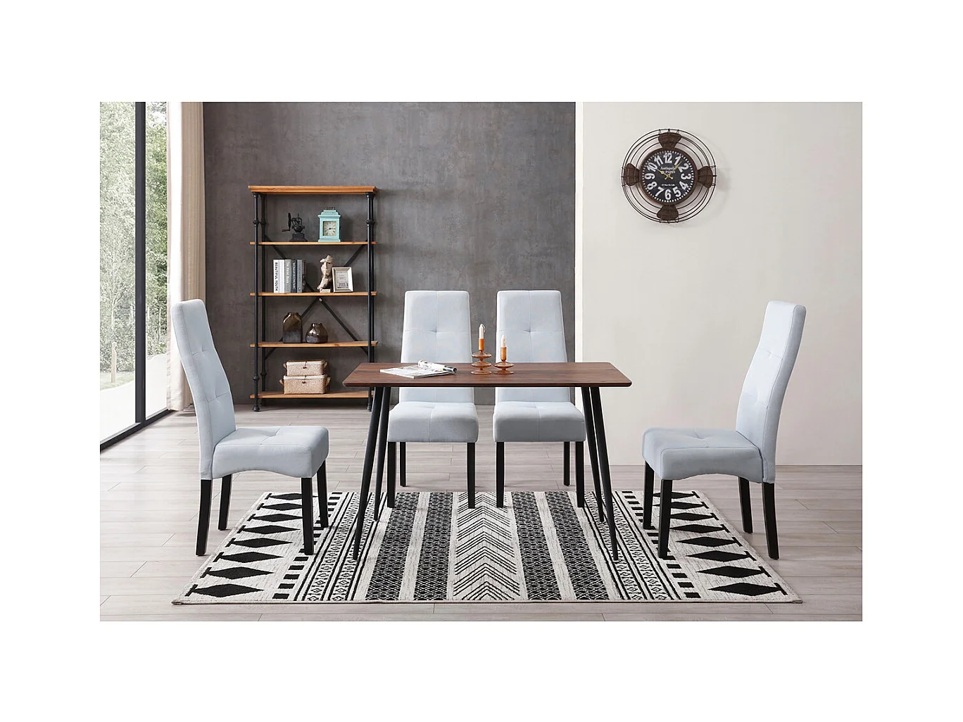 DALLAS - Lot de 6 Chaises Gris Clair Capitonnées