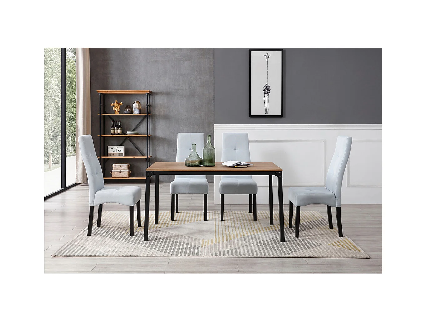 DALLAS - Lot de 6 Chaises Gris Clair Capitonnées