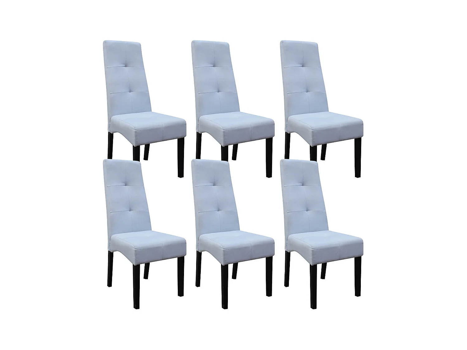 DALLAS - Lot de 6 Chaises Gris Clair Capitonnées