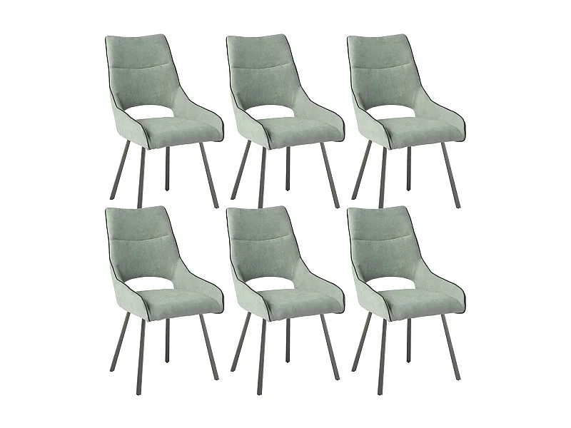 AMADO - Lot de 6 Chaises Tissu Coloris Vert d'Eau