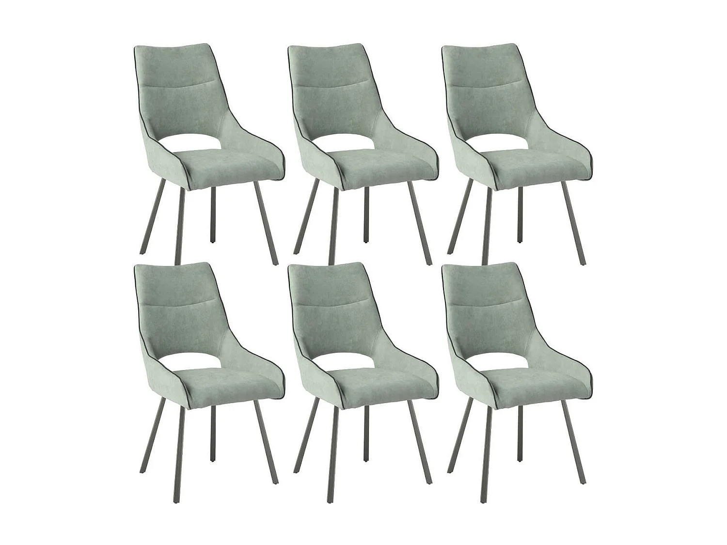 AMADO - Lot de 6 Chaises Tissu Coloris Vert d'Eau