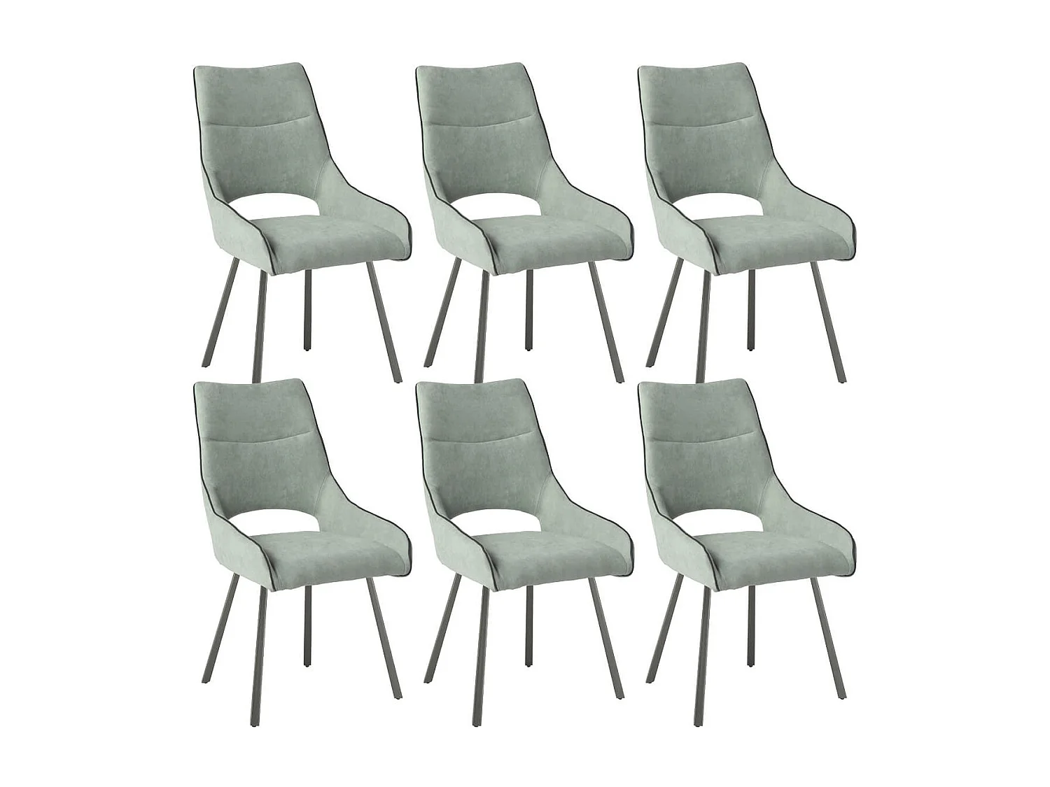 AMADO - Lot de 6 Chaises Tissu Coloris Vert d'Eau