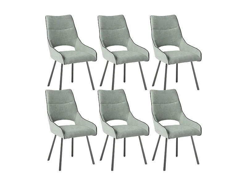 AMADO - Lot de 6 Chaises Tissu Coloris Vert d'Eau