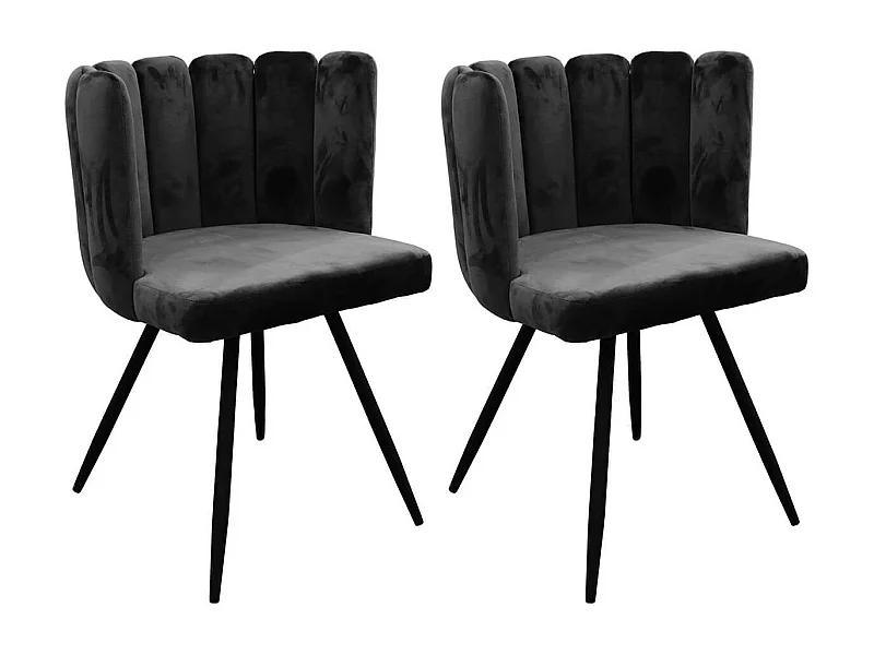 CHARLOTTE - Lot de 2 Chaises Velours Noir
