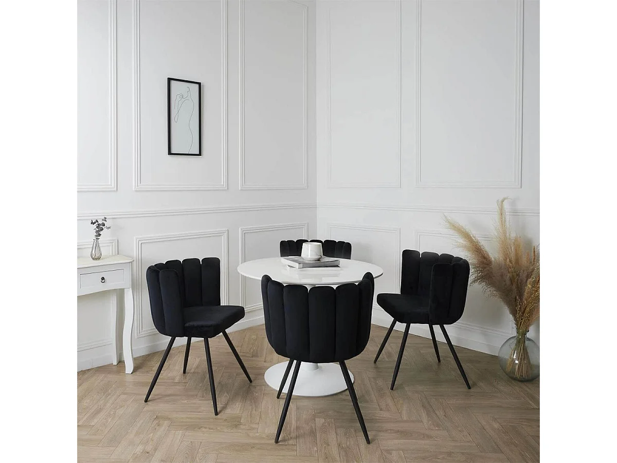 CHARLOTTE - Lot de 2 Chaises Velours Noir