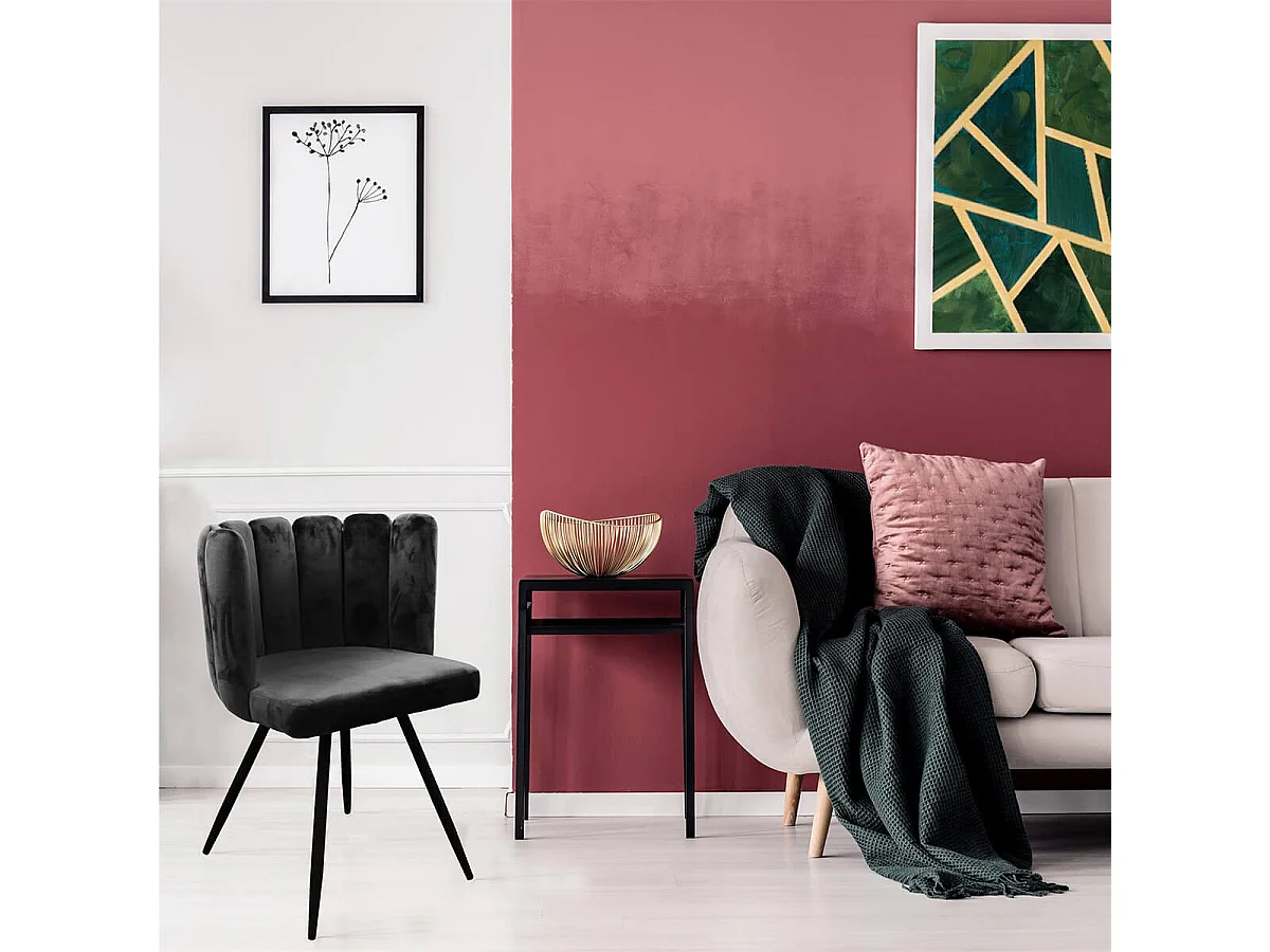 CHARLOTTE - Lot de 2 Chaises Velours Noir