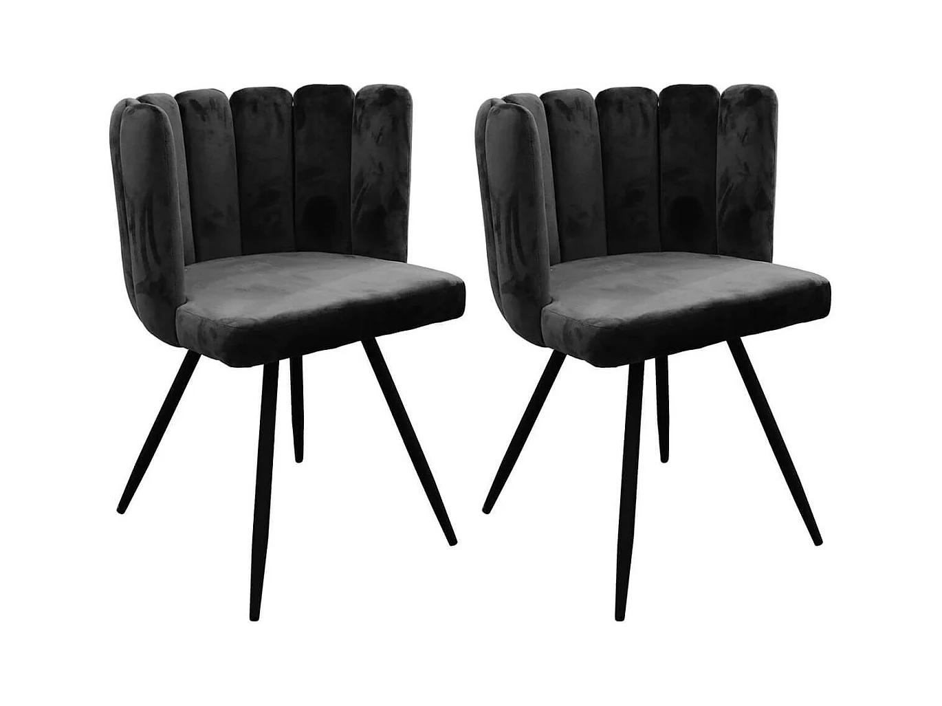 CHARLOTTE - Lot de 2 Chaises Velours Noir