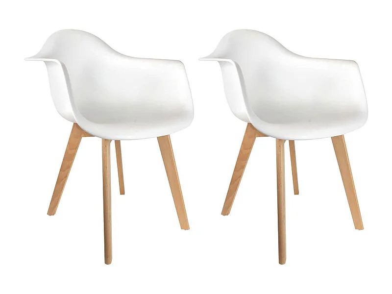 TRAVIS - Lot de 2 Fauteuils Assises Blanches