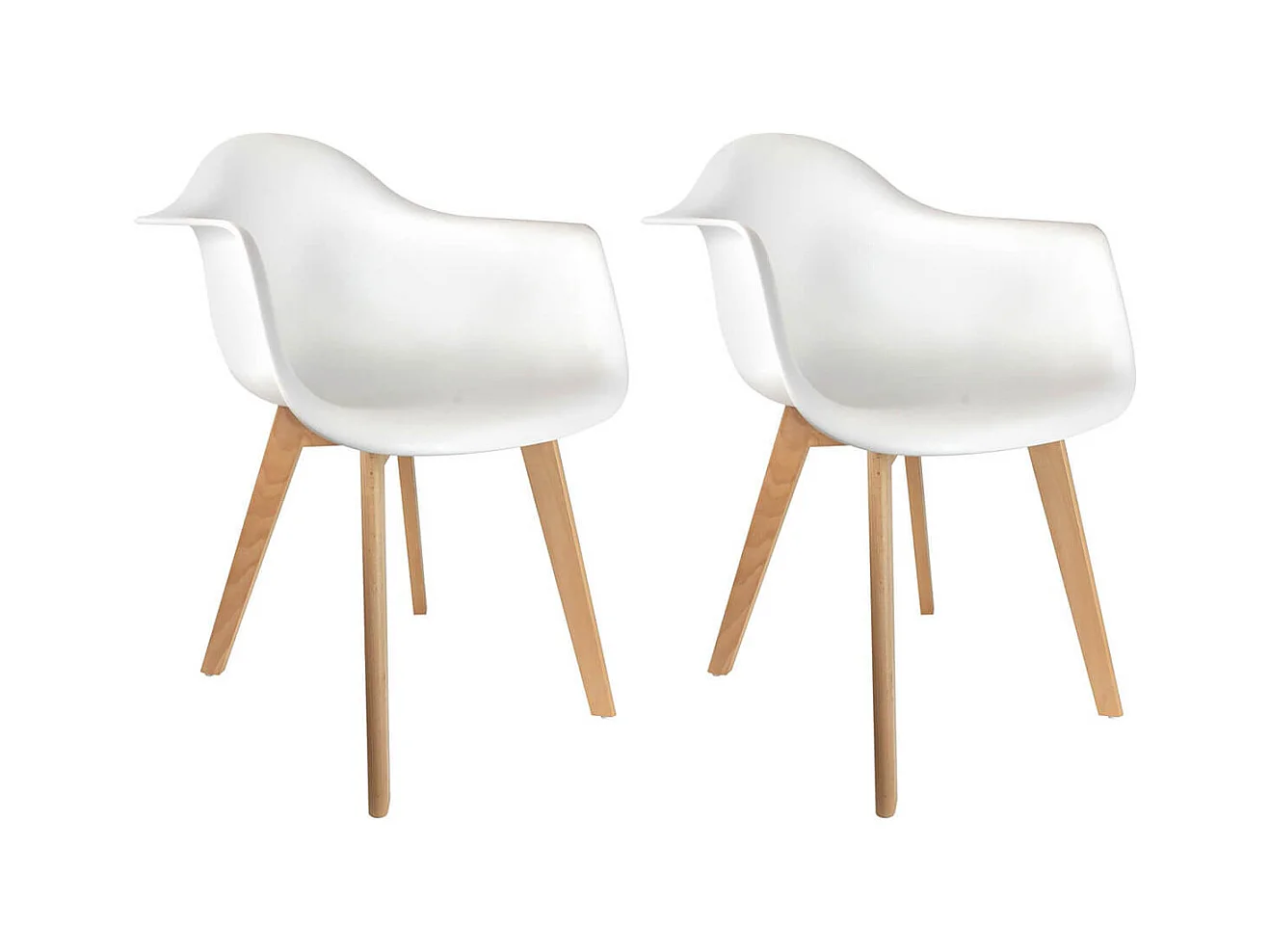 TRAVIS - Lot de 2 Fauteuils Assises Blanches