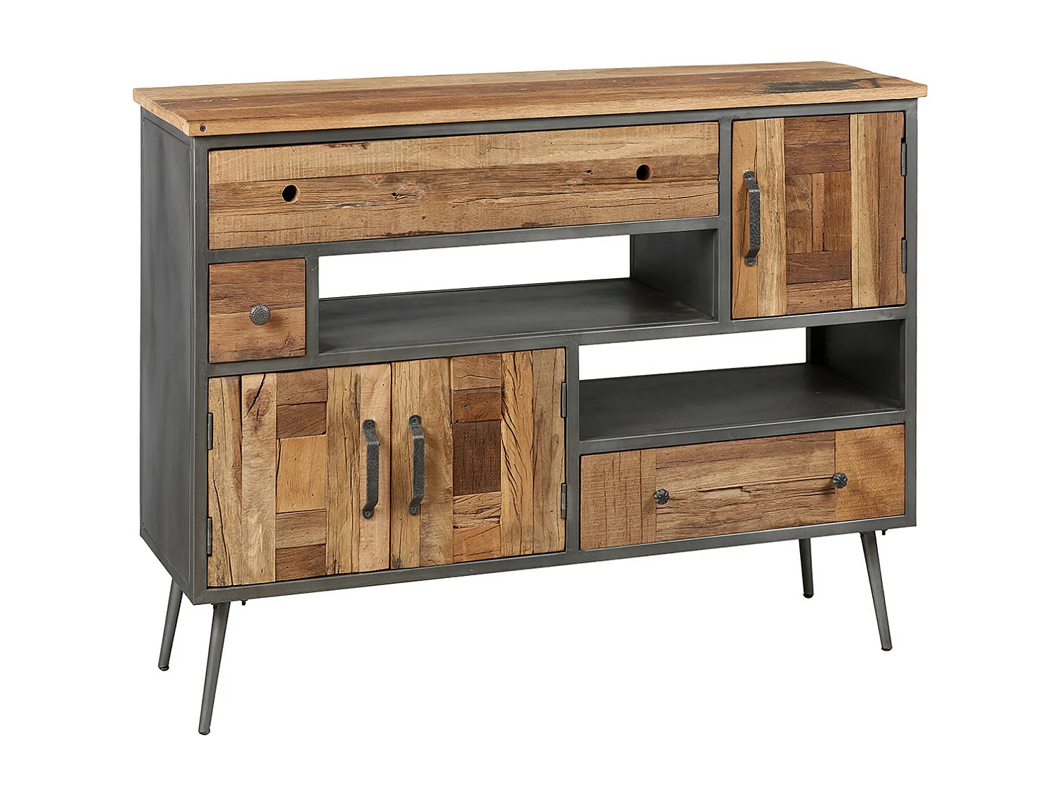 LEONARD - Meuble de Rangement 3 Portes 3 Tiroirs