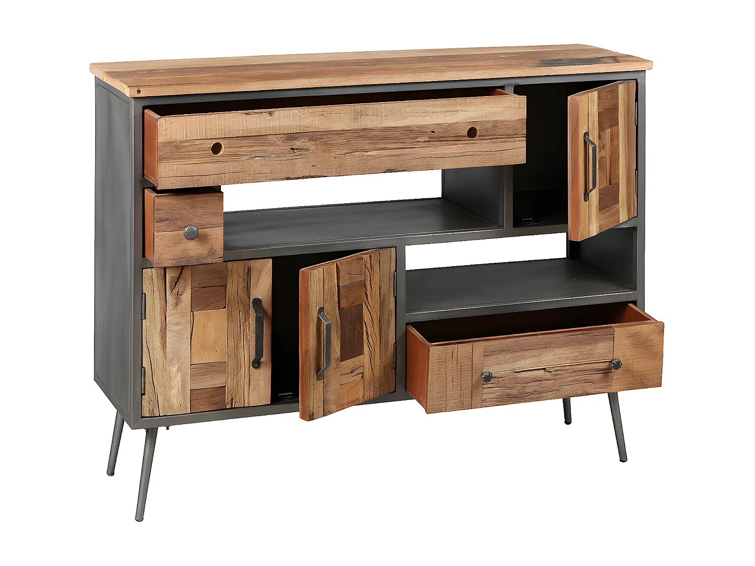 LEONARD - Meuble de Rangement 3 Portes 3 Tiroirs