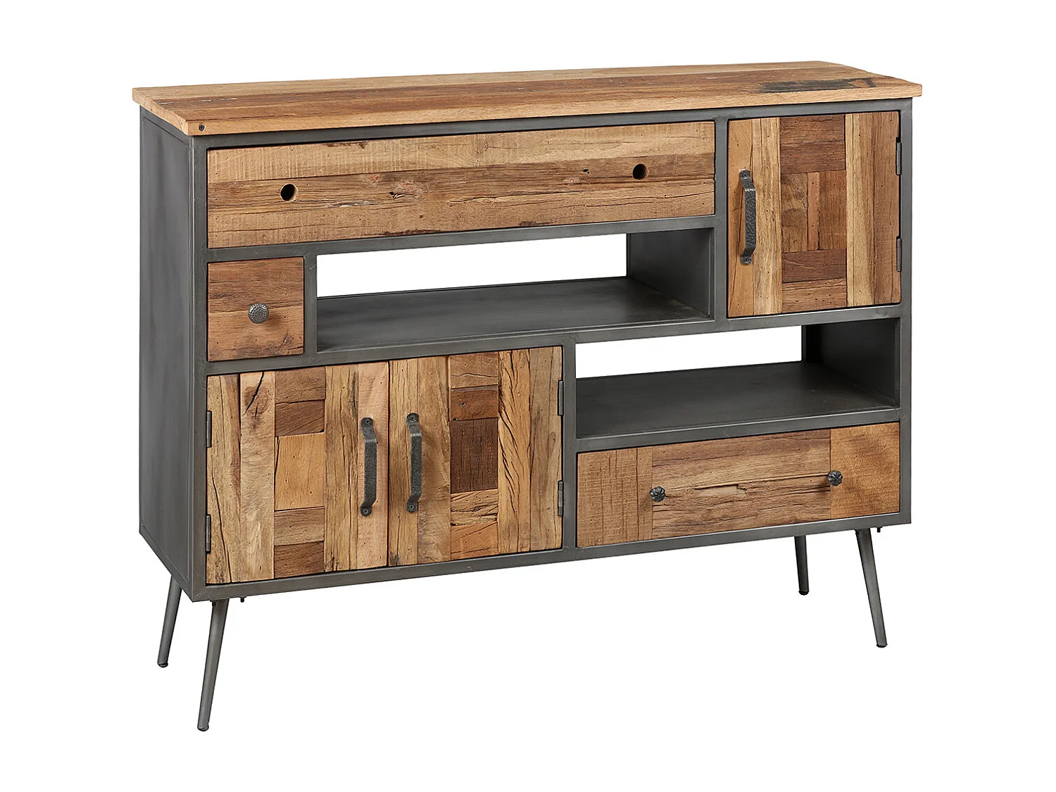 LEONARD - Meuble de Rangement 3 Portes 3 Tiroirs