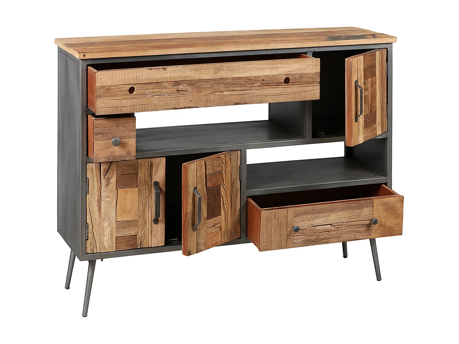 LEONARD - Meuble de Rangement 3 Portes 3 Tiroirs