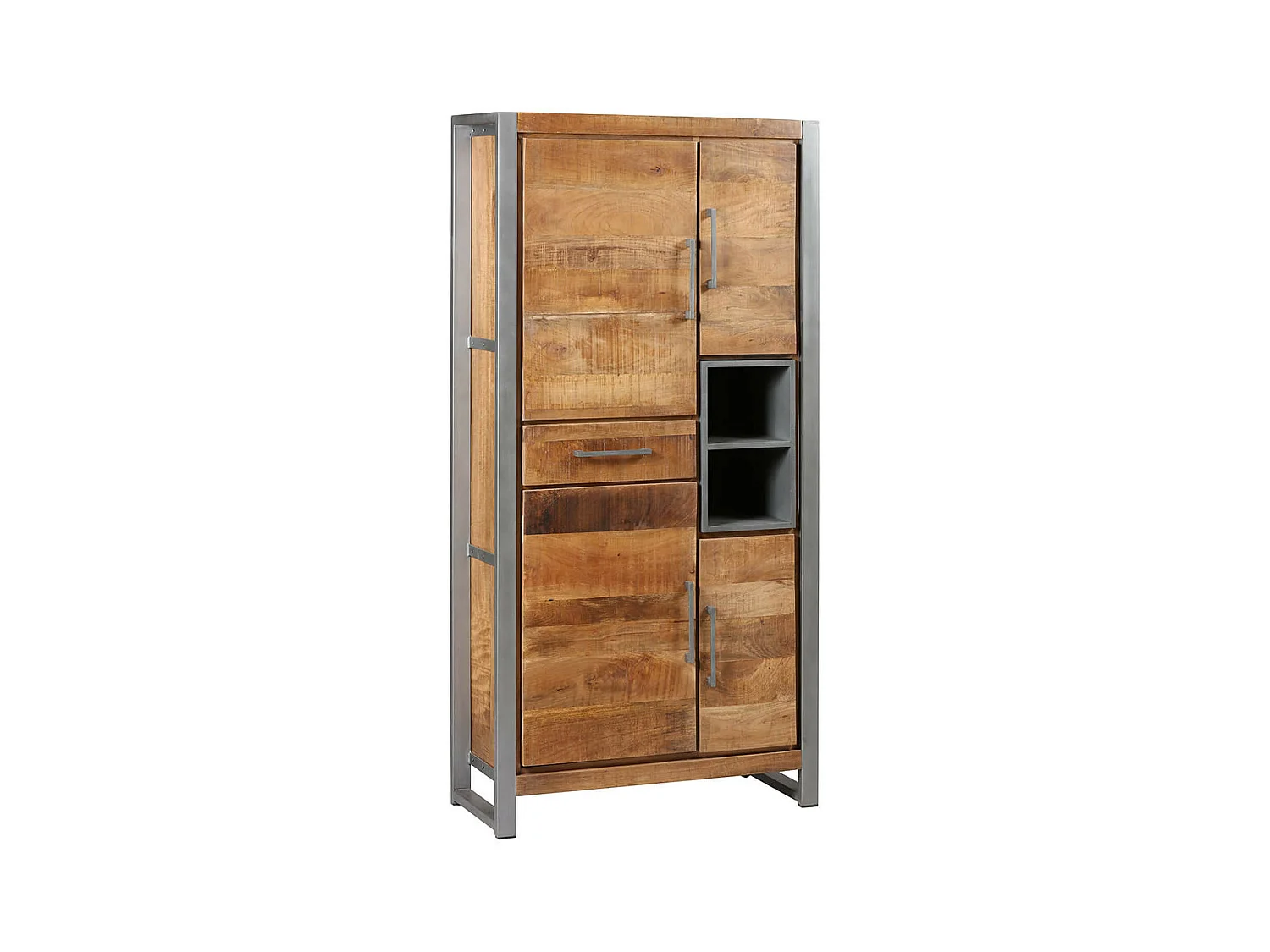 PALISSA - Buffet 4 Portes 1 Tiroir Bois et Acier Patiné
