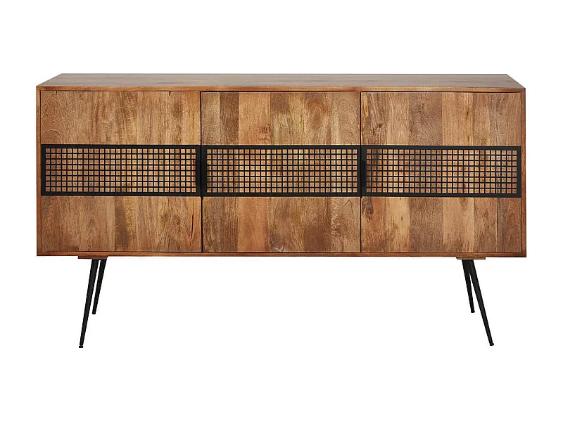 BENGAL - Buffet 3 Portes Manguier et Métal Noir