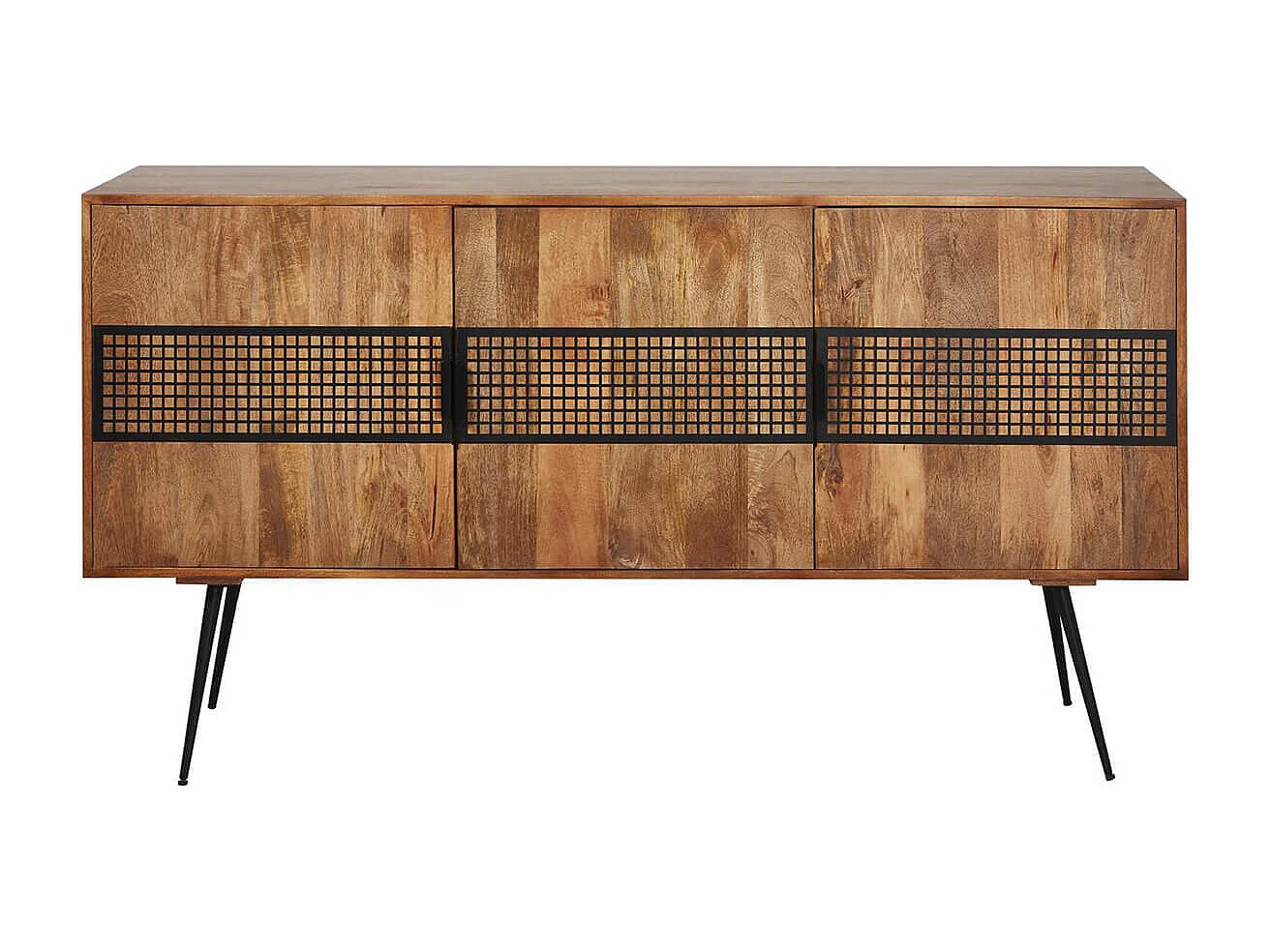 BENGAL - Buffet 3 Portes Manguier et Métal Noir