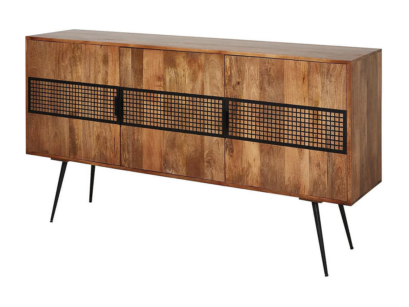BENGAL - Buffet 3 Portes Manguier et Métal Noir
