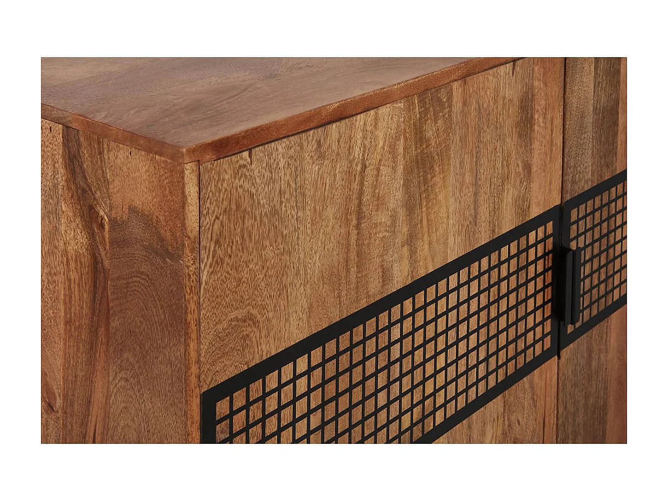 BENGAL - Buffet 3 Portes Manguier et Métal Noir