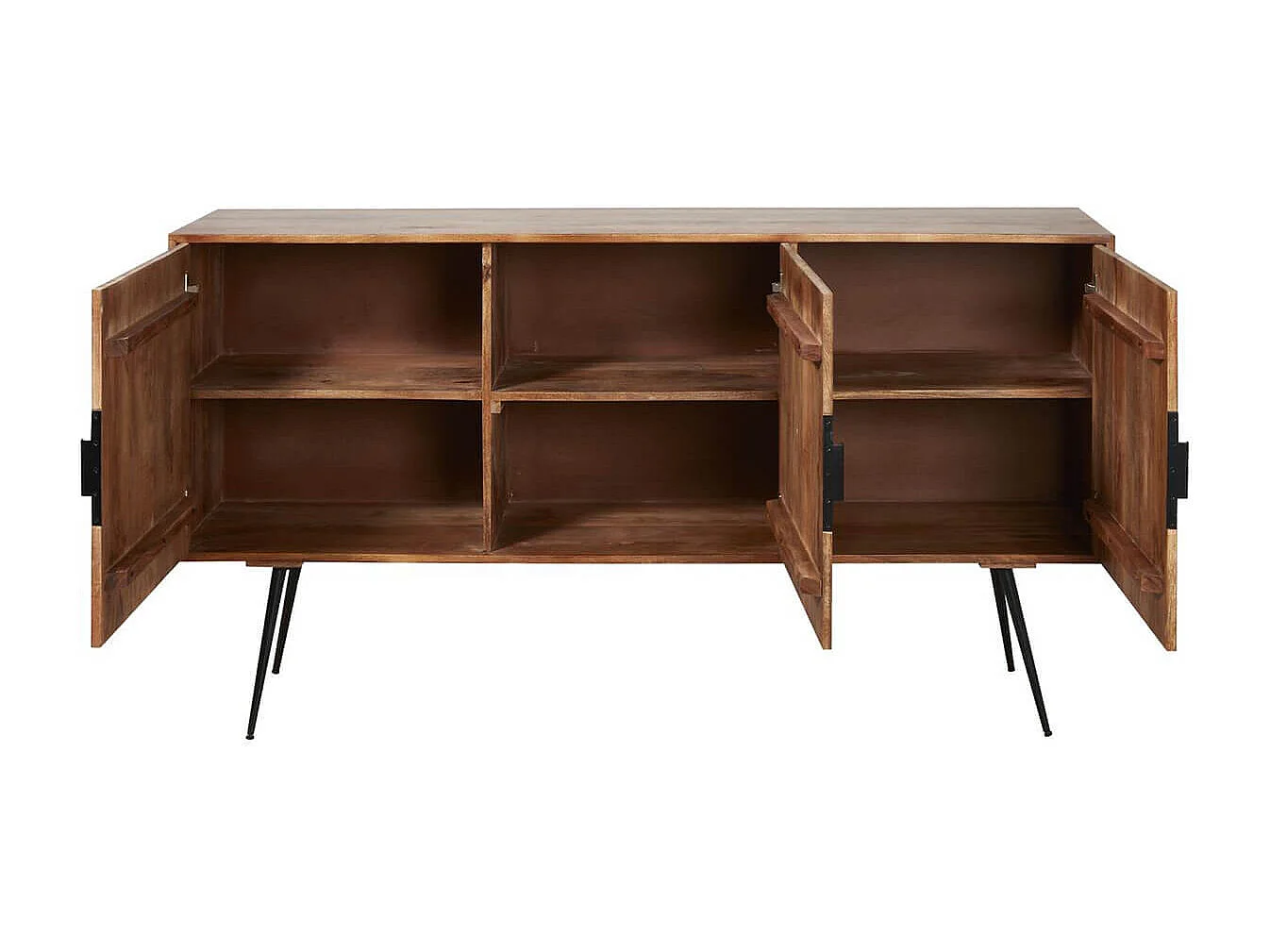 BENGAL - Buffet 3 Portes Manguier et Métal Noir