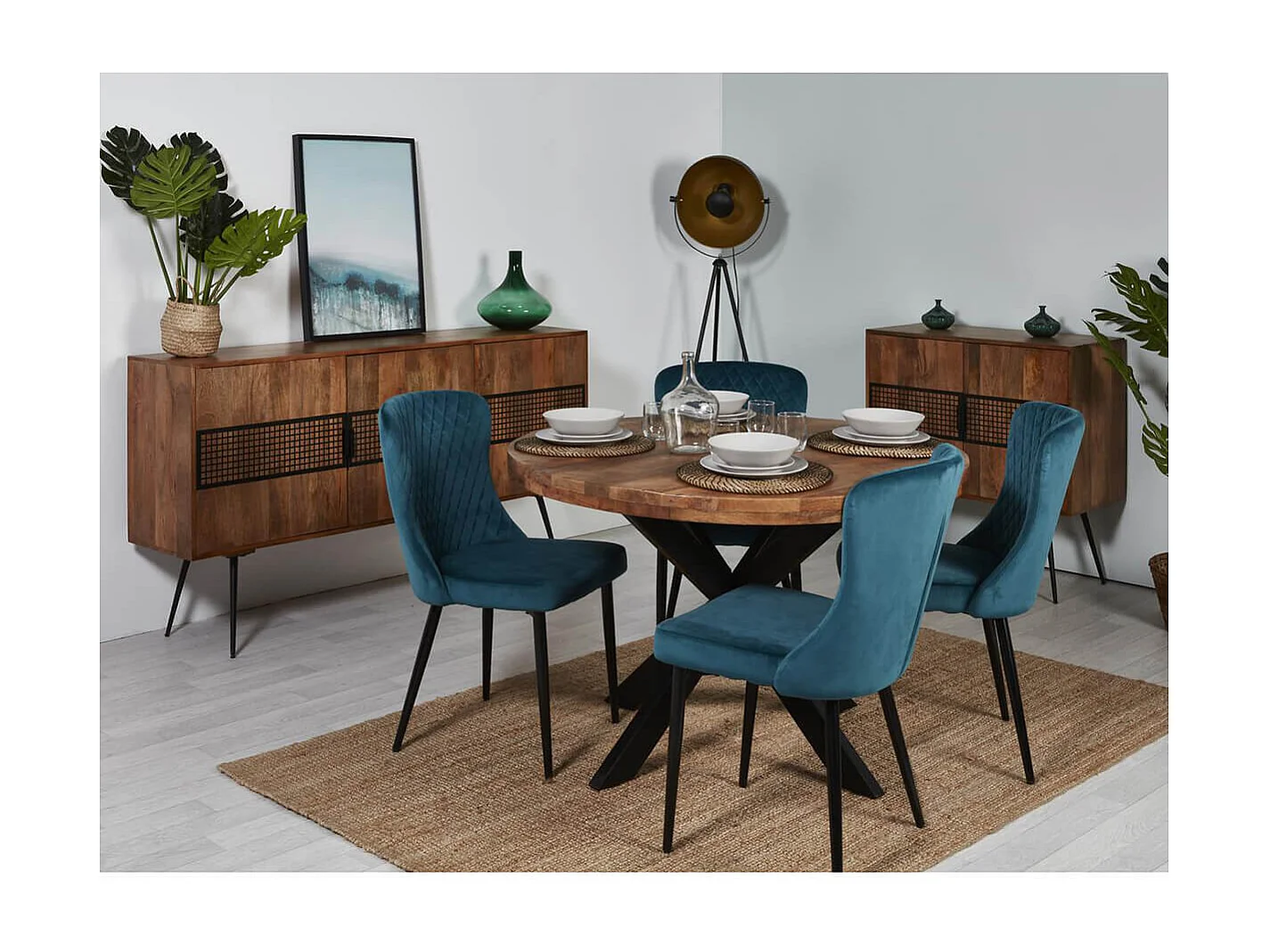 BENGAL - Buffet 3 Portes Manguier et Métal Noir