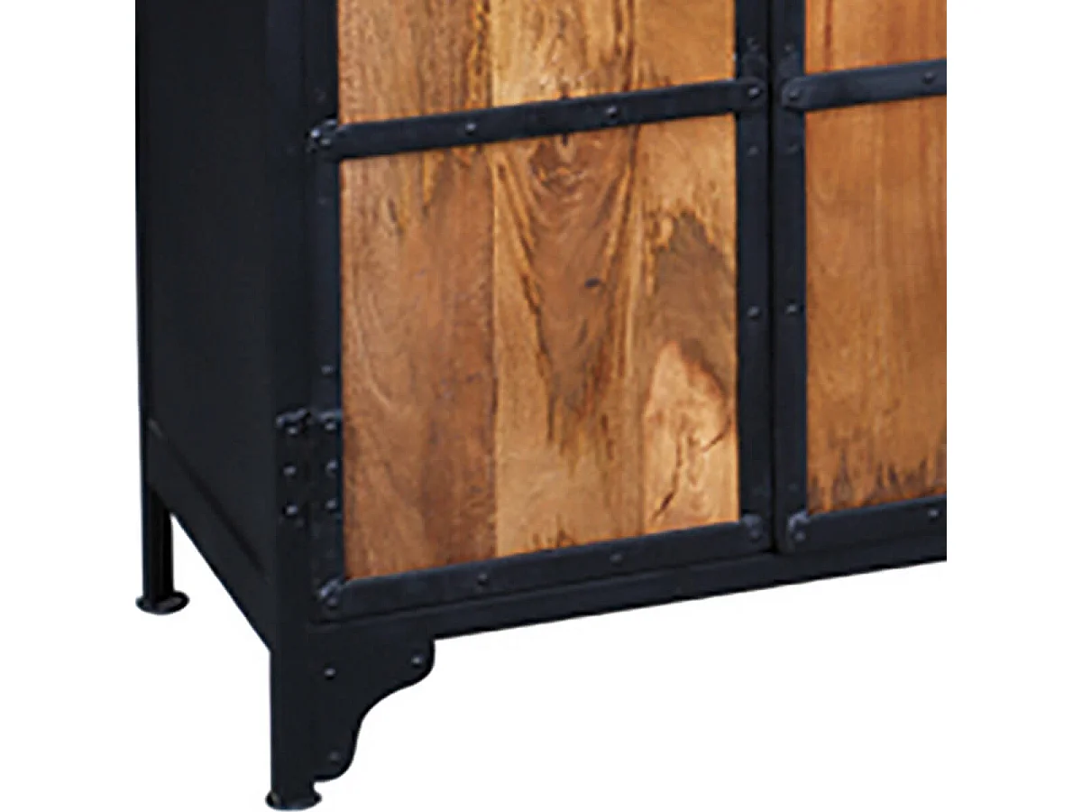 BOSQUE - Armoire 2 Portes en Bois de Récupération et Acier noir