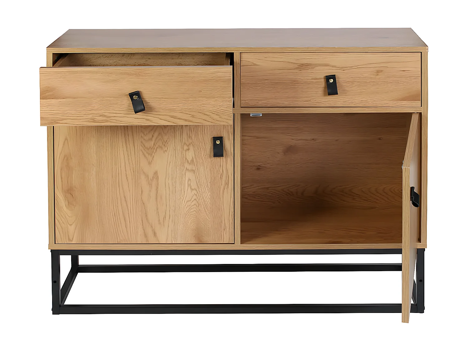 ABRIL - Buffet 2 Portes 2 Tiroirs Aspect Bois