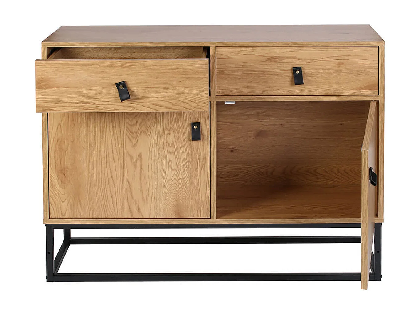 ABRIL - Buffet 2 Portes 2 Tiroirs Aspect Bois