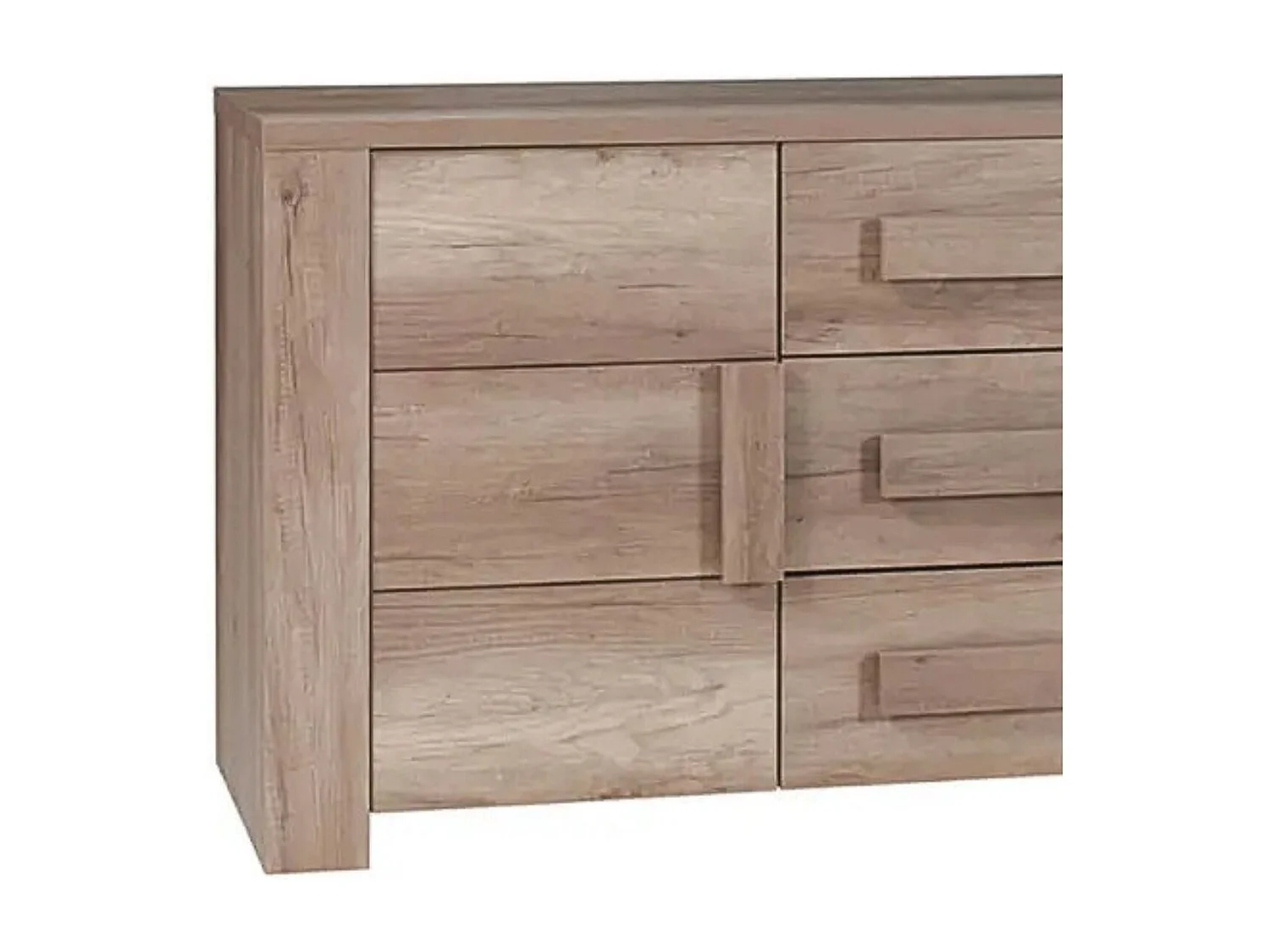 DOLMEN - Buffet 2 Portes 3 Tiroirs Façades Effet Bois