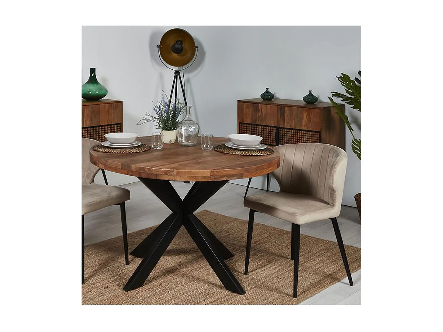 BENGAL - Buffet 2 Portes Manguier et Métal Noir