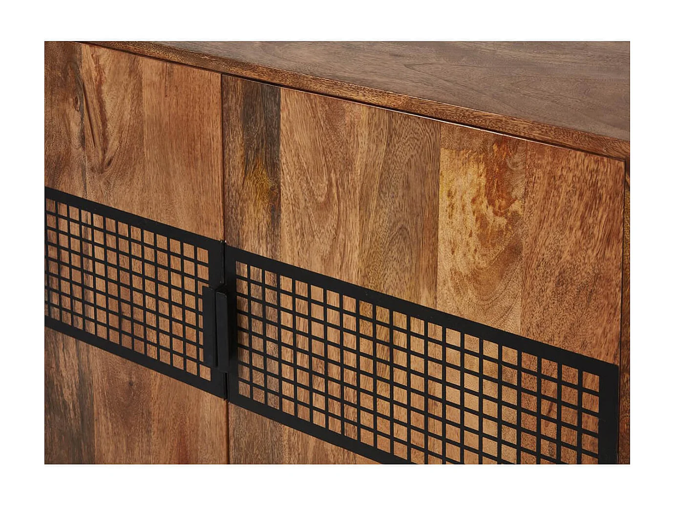 BENGAL - Buffet 2 Portes Manguier et Métal Noir