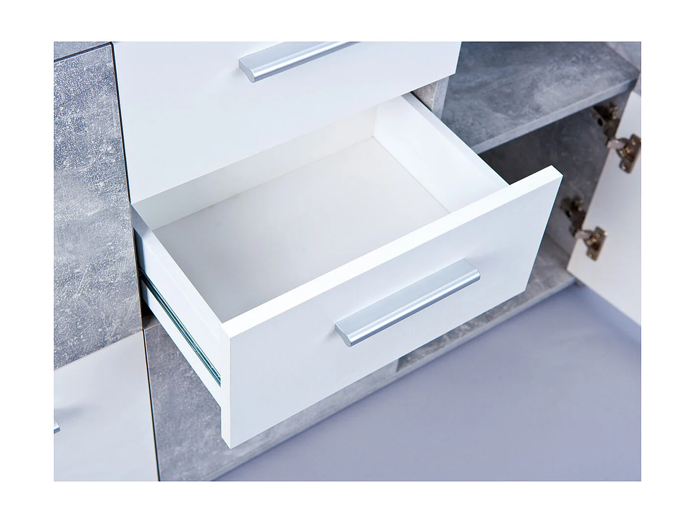 MARRY "BÉTON" - Meuble 5 Portes 2 Tiroirs