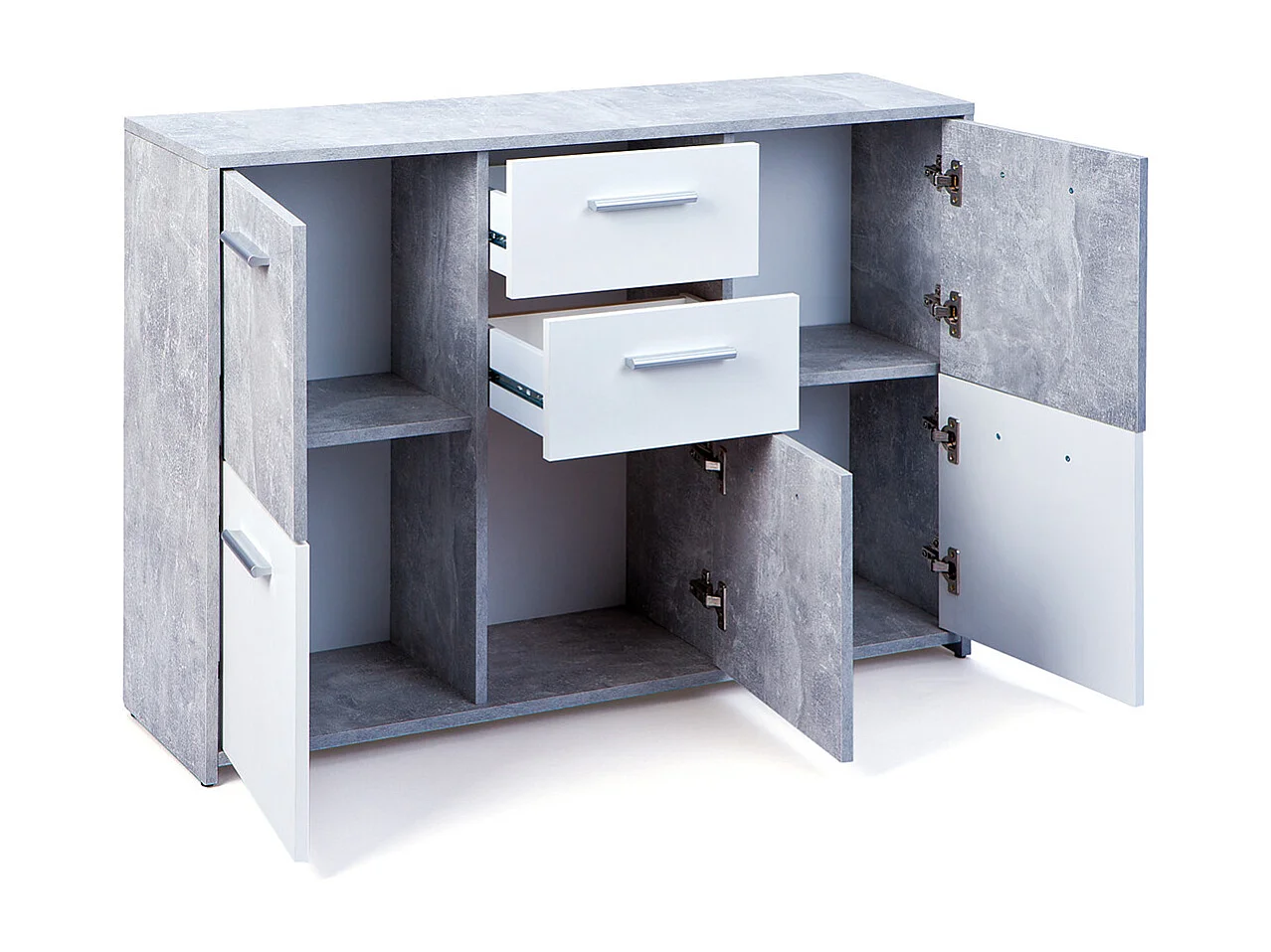 MARRY "BÉTON" - Meuble 5 Portes 2 Tiroirs